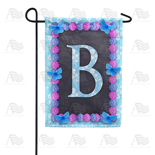 Blue And Purple Hydrangea Monogram Double Sided Garden Flag