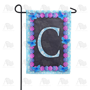 Blue And Purple Hydrangea Monogram Double Sided Garden Flag