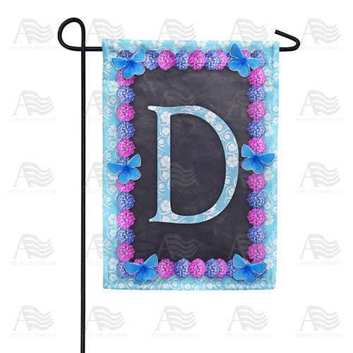Blue And Purple Hydrangea Monogram Double Sided Garden Flag