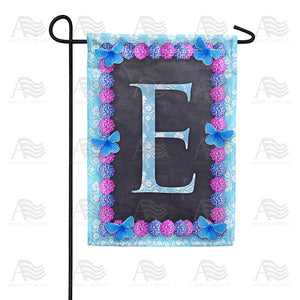 Blue And Purple Hydrangea Monogram Double Sided Garden Flag