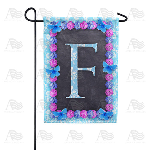 Blue And Purple Hydrangea Monogram Double Sided Garden Flag