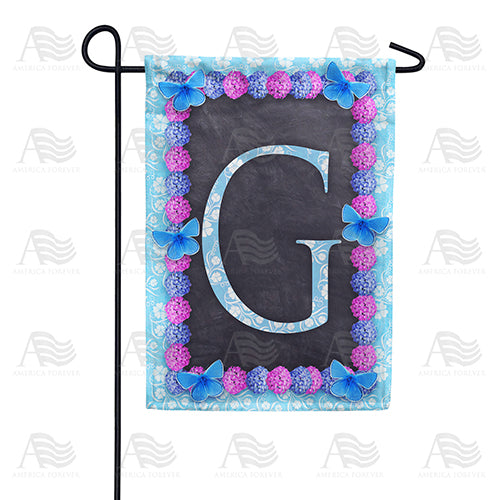 Blue And Purple Hydrangea Monogram Double Sided Garden Flag