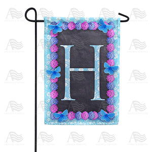 Blue And Purple Hydrangea Monogram Double Sided Garden Flag