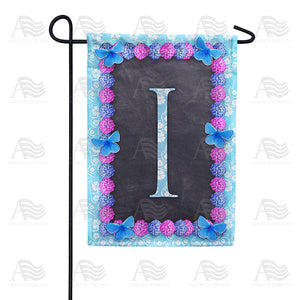 Blue And Purple Hydrangea Monogram Double Sided Garden Flag