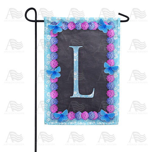 Blue And Purple Hydrangea Monogram Double Sided Garden Flag