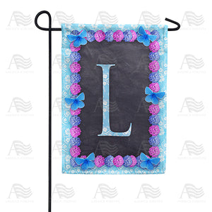 Blue And Purple Hydrangea Monogram Double Sided Garden Flag