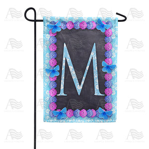 Blue And Purple Hydrangea Monogram Double Sided Garden Flag