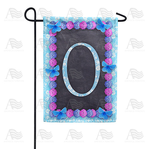 Blue And Purple Hydrangea Monogram Double Sided Garden Flag