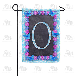 Blue And Purple Hydrangea Monogram Double Sided Garden Flag