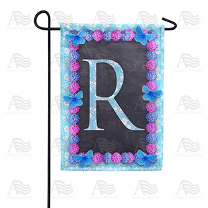 Blue And Purple Hydrangea Monogram Double Sided Garden Flag