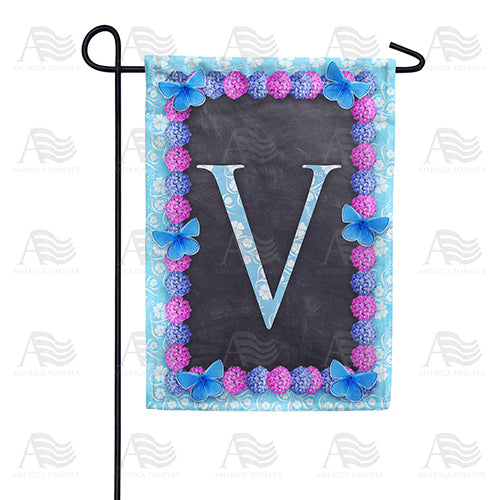 Blue And Purple Hydrangea Monogram Double Sided Garden Flag