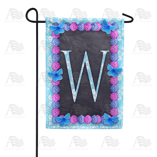 Blue And Purple Hydrangea Monogram Double Sided Garden Flag