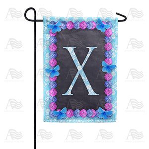 Blue And Purple Hydrangea Monogram Double Sided Garden Flag