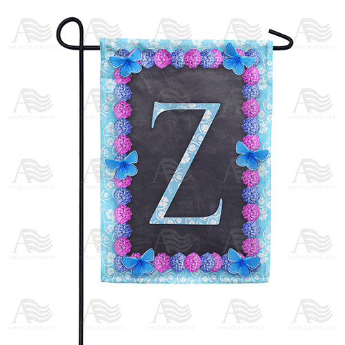 Blue And Purple Hydrangea Monogram Double Sided Garden Flag