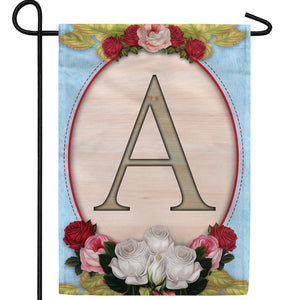 Rose Wood Monogram Double Sided Garden Flag