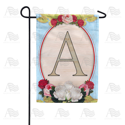 Rose Wood Monogram Double Sided Garden Flag