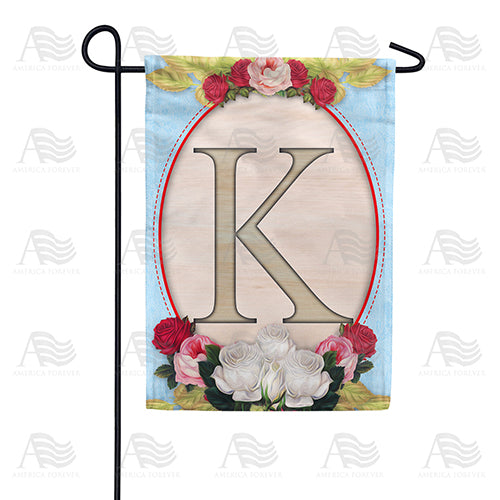Rose Wood Monogram Double Sided Garden Flag