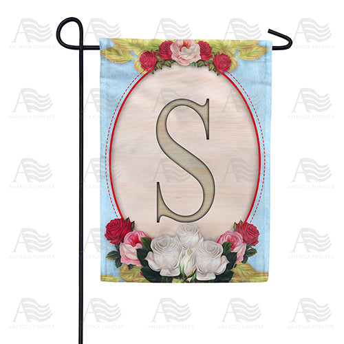 Rose Wood Monogram Double Sided Garden Flag