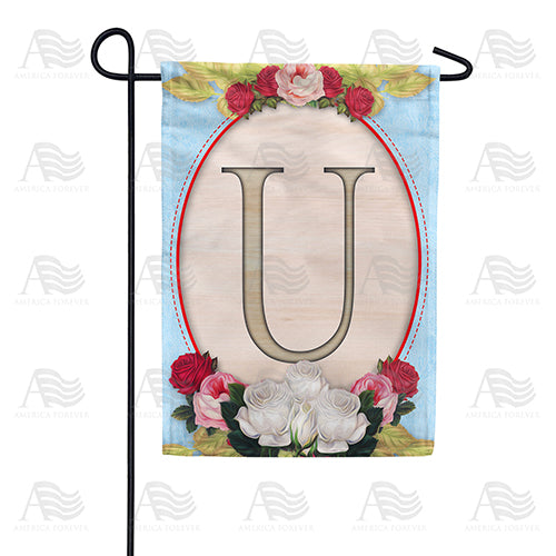 Rose Wood Monogram Double Sided Garden Flag