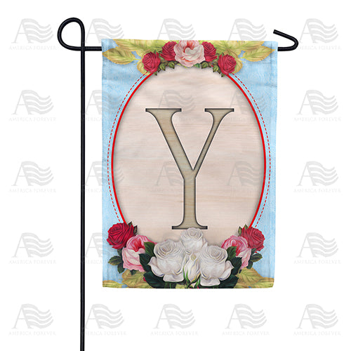 Rose Wood Monogram Double Sided Garden Flag