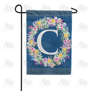 Floral Wreath Monogram Letter Monogram Double Sided Garden Flag