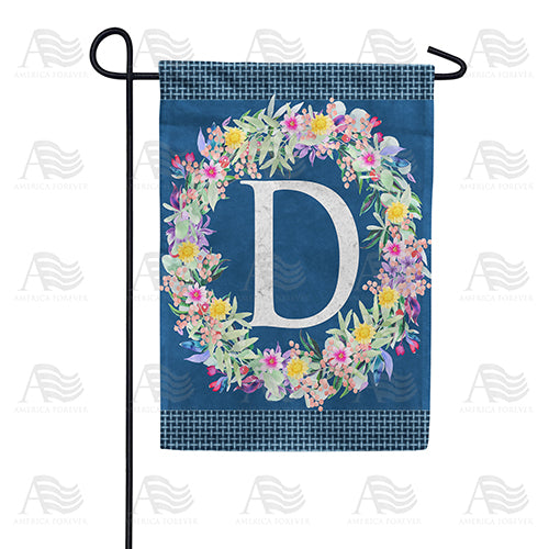 Floral Wreath Monogram Letter Monogram Double Sided Garden Flag