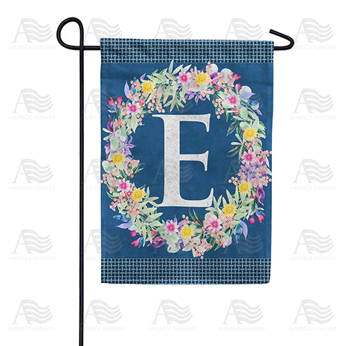 Floral Wreath Monogram Letter Monogram Double Sided Garden Flag