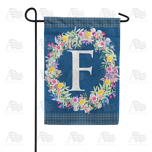 Floral Wreath Monogram Letter Monogram Double Sided Garden Flag