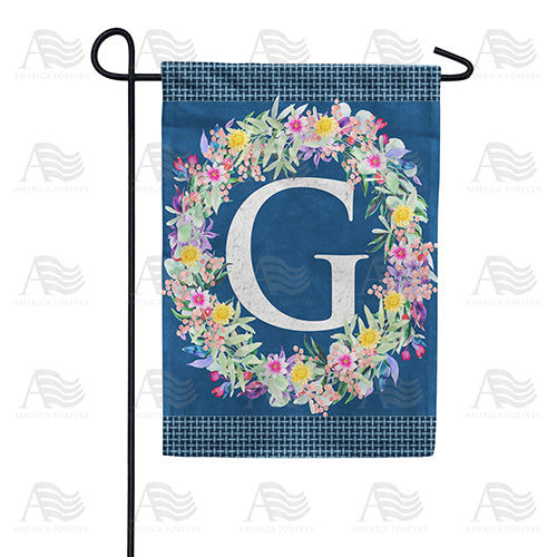 Floral Wreath Monogram Letter Monogram Double Sided Garden Flag