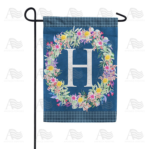 Floral Wreath Monogram Letter Monogram Double Sided Garden Flag