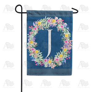 Floral Wreath Monogram Letter Monogram Double Sided Garden Flag