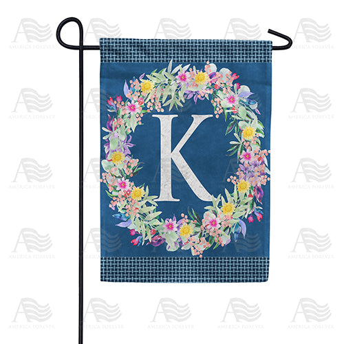 Floral Wreath Monogram Letter Monogram Double Sided Garden Flag