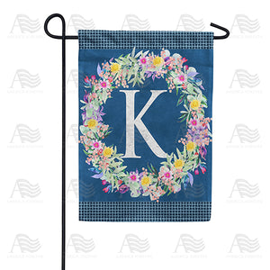 Floral Wreath Monogram Letter Monogram Double Sided Garden Flag