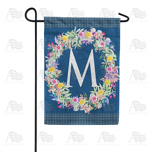 Floral Wreath Monogram Letter Monogram Double Sided Garden Flag