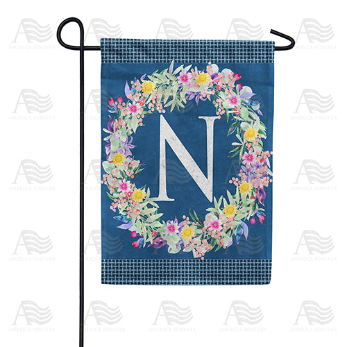 Floral Wreath Monogram Letter Monogram Double Sided Garden Flag