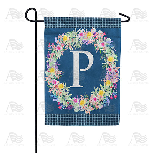 Floral Wreath Monogram Letter Monogram Double Sided Garden Flag