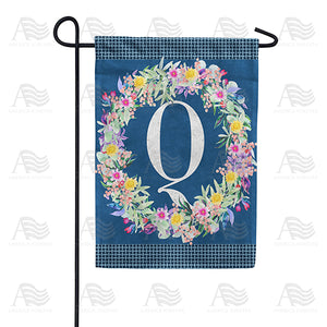 Floral Wreath Monogram Letter Monogram Double Sided Garden Flag