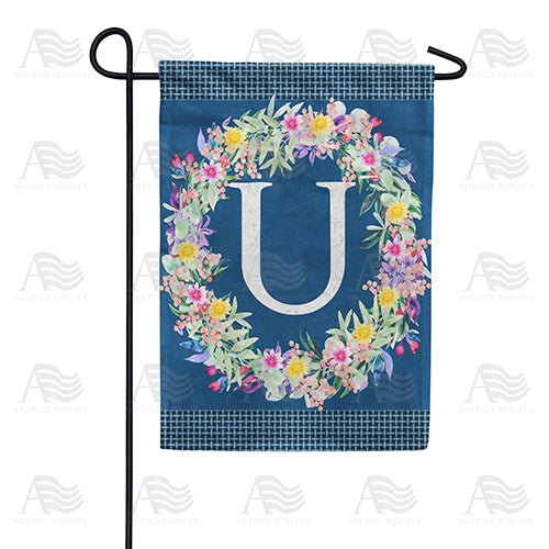 Floral Wreath Monogram Letter Monogram Double Sided Garden Flag
