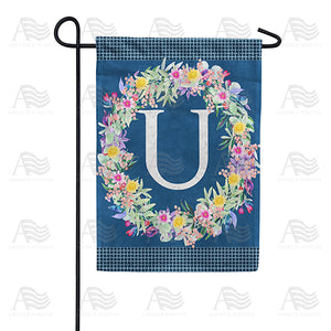 Floral Wreath Monogram Letter Monogram Double Sided Garden Flag