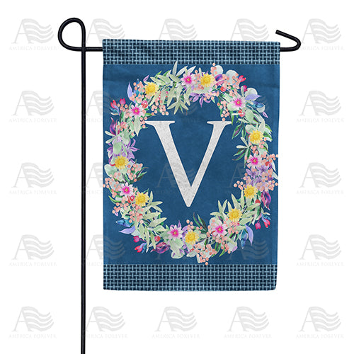 Floral Wreath Monogram Letter Monogram Double Sided Garden Flag