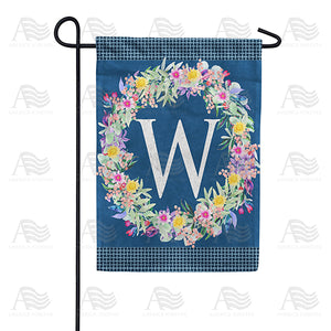 Floral Wreath Monogram Letter Monogram Double Sided Garden Flag