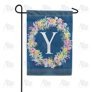 Floral Wreath Monogram Letter Monogram Double Sided Garden Flag