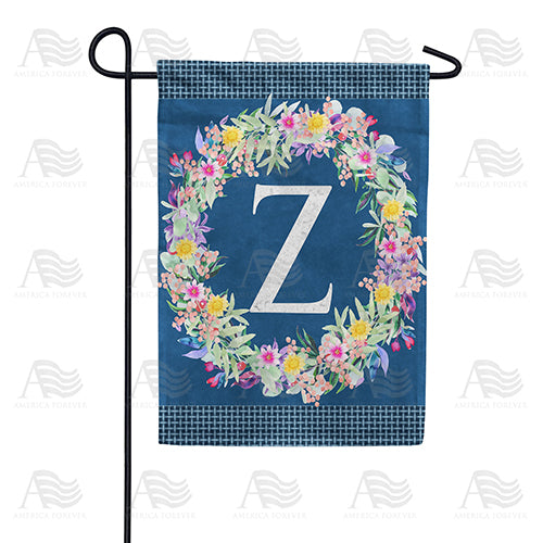 Floral Wreath Monogram Letter Monogram Double Sided Garden Flag