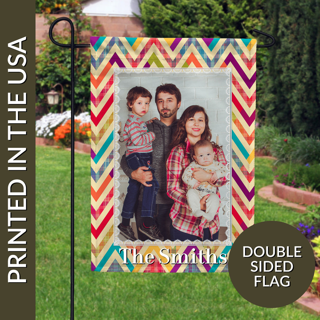 Personalized Multi Color Chevron Garden Flag