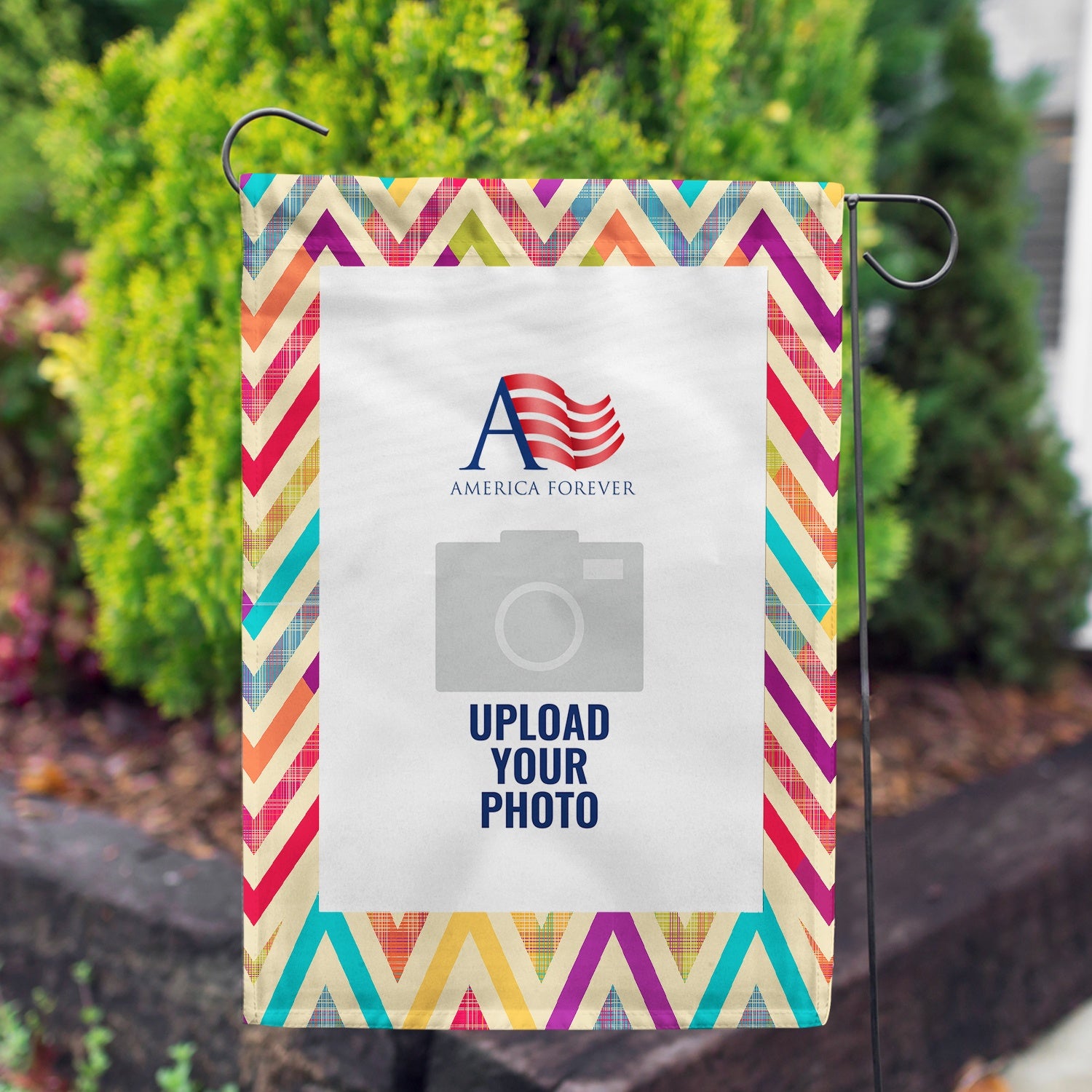 Personalized Multi Color Chevron Garden Flag