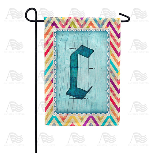 Multi Color Chevron Monogram Double Sided Garden Flag