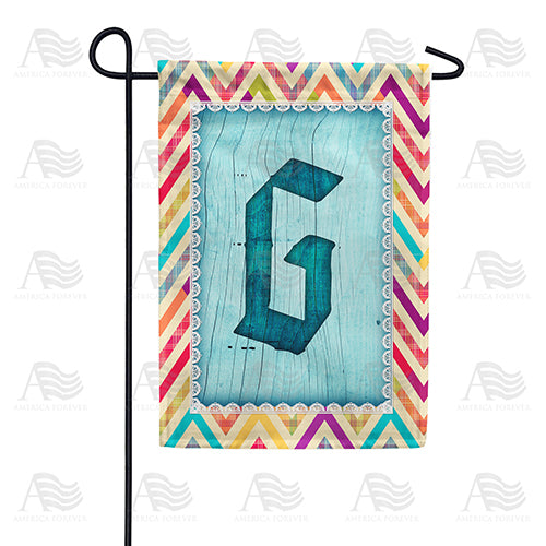 Multi Color Chevron Monogram Double Sided Garden Flag