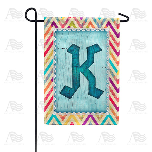 Multi Color Chevron Monogram Double Sided Garden Flag