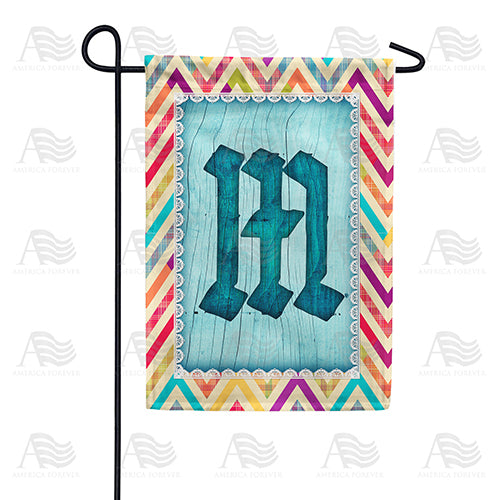 Multi Color Chevron Monogram Double Sided Garden Flag