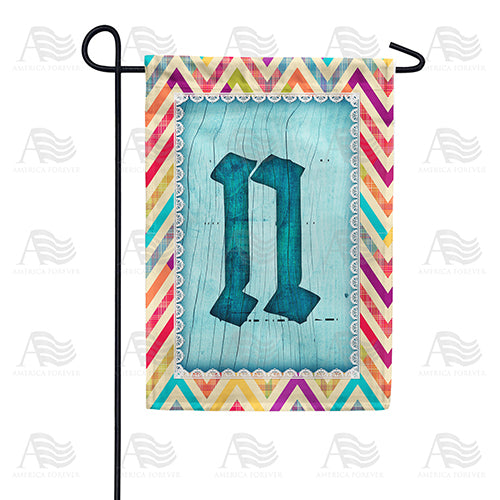 Multi Color Chevron Monogram Double Sided Garden Flag